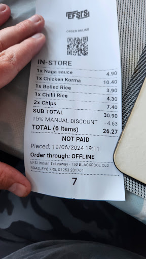 Photo of EFSI's Indian Takeaway - 153 Blackpool Old Rd, Poulton-le-Fylde FY6 7RS